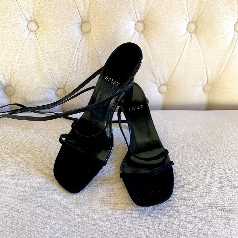 Sexy Bally Black Suede Strap Sandals Brand New